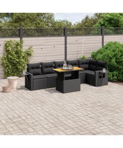 vidaXL 7-cz. zestaw wypoczynkowy do ogrodu, z poduszkami, czarny Dārza mēbeļu komplekti