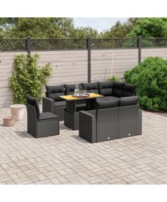 vidaXL 9-cz. zestaw wypoczynkowy do ogrodu, z poduszkami, czarny Dārza mēbeļu komplekti