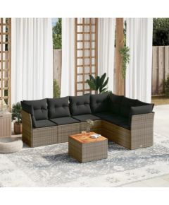 vidaXL 7-cz. zestaw wypoczynkowy do ogrodu, z poduszkami, szary Dārza mēbeļu komplekti