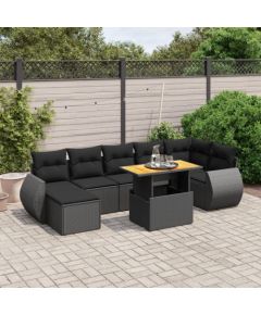 vidaXL 8-cz. zestaw wypoczynkowy do ogrodu, z poduszkami, czarny Dārza mēbeļu komplekti