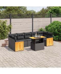 vidaXL 8-cz. zestaw wypoczynkowy do ogrodu, z poduszkami, czarny Dārza mēbeļu komplekti