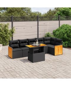 vidaXL 7-cz. zestaw wypoczynkowy do ogrodu, z poduszkami, czarny Dārza mēbeļu komplekti