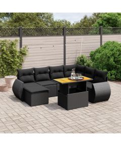vidaXL 8-cz. zestaw wypoczynkowy do ogrodu, z poduszkami, czarny Dārza mēbeļu komplekti