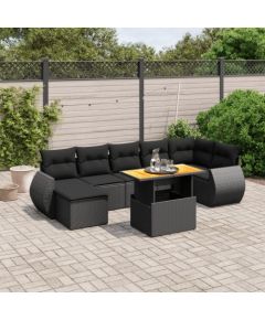 vidaXL 8-cz. zestaw wypoczynkowy do ogrodu, z poduszkami, czarny Dārza mēbeļu komplekti