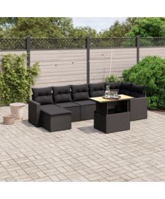 vidaXL 8-cz. zestaw wypoczynkowy do ogrodu, z poduszkami, czarny Dārza mēbeļu komplekti