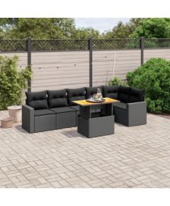 vidaXL 7-cz. zestaw wypoczynkowy do ogrodu, z poduszkami, czarny Dārza mēbeļu komplekti