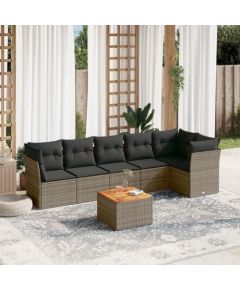 vidaXL 7-cz. zestaw wypoczynkowy do ogrodu, z poduszkami, szary Dārza mēbeļu komplekti