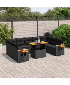 vidaXL 11-cz. zestaw wypoczynkowy do ogrodu, poduszki czarny rattan PE Dārza mēbeļu komplekti