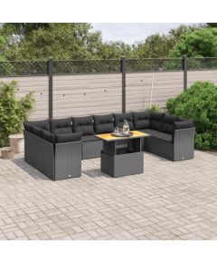 vidaXL 11-cz. zestaw wypoczynkowy do ogrodu, poduszki czarny rattan PE Dārza mēbeļu komplekti