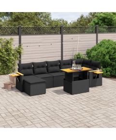 vidaXL 8-cz. zestaw wypoczynkowy do ogrodu, z poduszkami, czarny Dārza mēbeļu komplekti