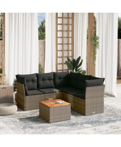 vidaXL 6-cz. zestaw mebli ogrodowych z poduszkami, szary, polirattan Dārza mēbeļu komplekti