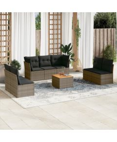 vidaXL 8-cz. zestaw mebli ogrodowych z poduszkami, szary, polirattan Dārza mēbeļu komplekti