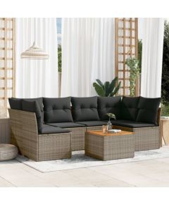 vidaXL 7-cz. zestaw wypoczynkowy do ogrodu, z poduszkami, szary Dārza mēbeļu komplekti