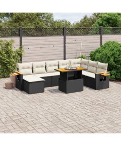 vidaXL 8-cz. zestaw wypoczynkowy do ogrodu, z poduszkami, czarny Dārza mēbeļu komplekti