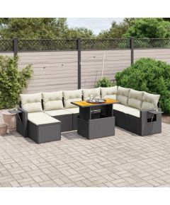 vidaXL 9-cz. zestaw wypoczynkowy do ogrodu, z poduszkami, czarny Dārza mēbeļu komplekti