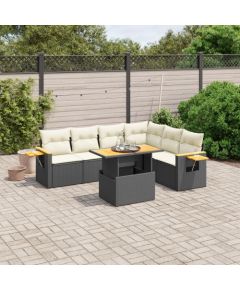 vidaXL 7-cz. zestaw wypoczynkowy do ogrodu, z poduszkami, czarny Dārza mēbeļu komplekti