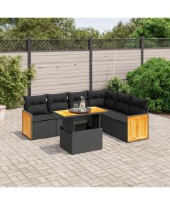 vidaXL 7-cz. zestaw wypoczynkowy do ogrodu, z poduszkami, czarny Dārza mēbeļu komplekti