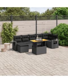 vidaXL 8-cz. zestaw wypoczynkowy do ogrodu, z poduszkami, czarny Dārza mēbeļu komplekti