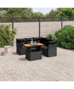 vidaXL 5-cz. zestaw wypoczynkowy do ogrodu, poduszki, czarny rattan PE Dārza mēbeļu komplekti