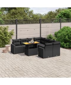 vidaXL 9-cz. zestaw wypoczynkowy do ogrodu, z poduszkami, czarny Dārza mēbeļu komplekti