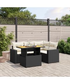 vidaXL 5-cz. zestaw wypoczynkowy do ogrodu, poduszki, czarny rattan PE Dārza mēbeļu komplekti