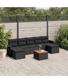 vidaXL 8-cz. zestaw wypoczynkowy do ogrodu, z poduszkami, czarny Dārza mēbeļu komplekti