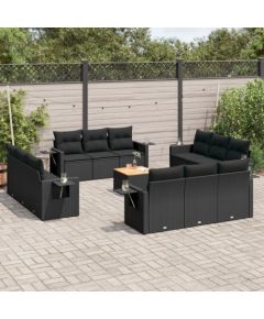 vidaXL 13-cz. zestaw mebli do ogrodu, poduszki, czarny, rattan PE Dārza mēbeļu komplekti