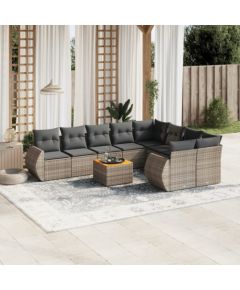 vidaXL 10-cz. zestaw wypoczynkowy do ogrodu, z poduszkami, szary Dārza mēbeļu komplekti