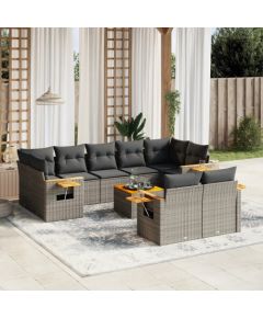 vidaXL 10-cz. zestaw wypoczynkowy do ogrodu, z poduszkami, szary Dārza mēbeļu komplekti