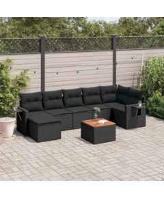 vidaXL 8-cz. zestaw wypoczynkowy do ogrodu, z poduszkami, czarny Dārza mēbeļu komplekti