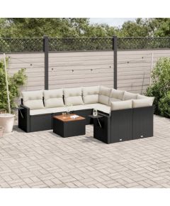 vidaXL 9-cz. zestaw wypoczynkowy do ogrodu, z poduszkami, czarny Dārza mēbeļu komplekti