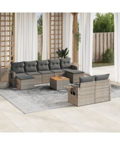 vidaXL 10-cz. zestaw wypoczynkowy do ogrodu, z poduszkami, szary Dārza mēbeļu komplekti