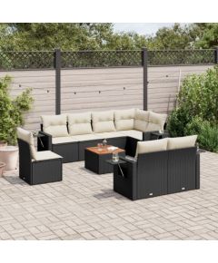 vidaXL 9-cz. zestaw wypoczynkowy do ogrodu, z poduszkami, czarny Dārza mēbeļu komplekti