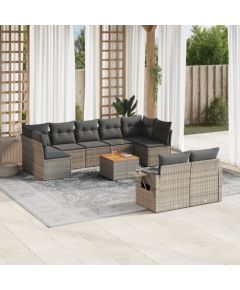 vidaXL 10-cz. zestaw wypoczynkowy do ogrodu, z poduszkami, szary Dārza mēbeļu komplekti