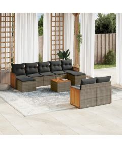 vidaXL 10-cz. zestaw wypoczynkowy do ogrodu, z poduszkami, szary Dārza mēbeļu komplekti