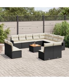 vidaXL 13-cz. zestaw mebli do ogrodu, poduszki, czarny, rattan PE Dārza mēbeļu komplekti