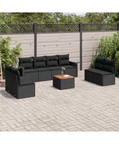 vidaXL 9-cz. zestaw wypoczynkowy do ogrodu, z poduszkami, czarny Dārza mēbeļu komplekti