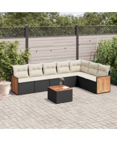 vidaXL 8-cz. zestaw wypoczynkowy do ogrodu, z poduszkami, czarny Dārza mēbeļu komplekti