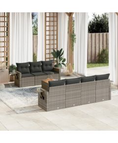 vidaXL 8-cz. zestaw mebli ogrodowych z poduszkami, szary, polirattan Dārza mēbeļu komplekti