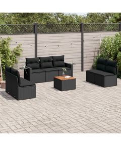 vidaXL 8-cz. zestaw wypoczynkowy do ogrodu, z poduszkami, czarny Dārza mēbeļu komplekti