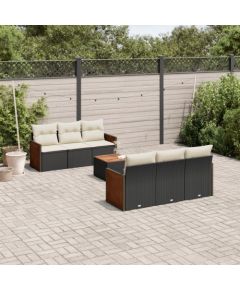 vidaXL 7-cz. zestaw wypoczynkowy do ogrodu, z poduszkami, czarny Dārza mēbeļu komplekti