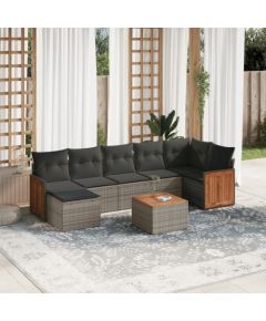 vidaXL 8-cz. zestaw mebli ogrodowych z poduszkami, szary, polirattan Dārza mēbeļu komplekti