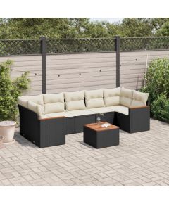 vidaXL 8-cz. zestaw wypoczynkowy do ogrodu, z poduszkami, czarny Dārza mēbeļu komplekti