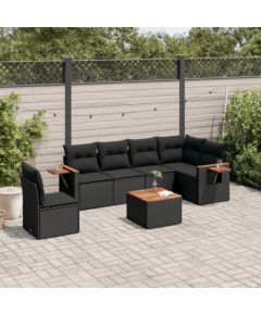 vidaXL 7-cz. zestaw wypoczynkowy do ogrodu, z poduszkami, czarny Dārza mēbeļu komplekti