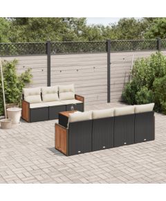 vidaXL 8-cz. zestaw wypoczynkowy do ogrodu, z poduszkami, czarny Dārza mēbeļu komplekti