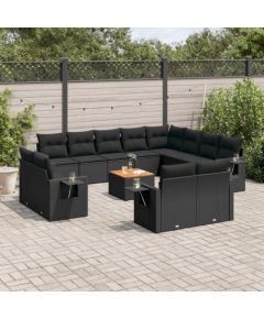 vidaXL 13-cz. zestaw mebli do ogrodu, poduszki, czarny, rattan PE Dārza mēbeļu komplekti