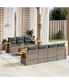 vidaXL 8-cz. zestaw mebli ogrodowych z poduszkami, szary, polirattan Dārza mēbeļu komplekti