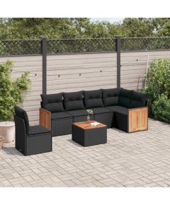 vidaXL 7-cz. zestaw wypoczynkowy do ogrodu, z poduszkami, czarny Dārza mēbeļu komplekti