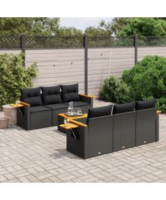 vidaXL 7-cz. zestaw wypoczynkowy do ogrodu, z poduszkami, czarny Dārza mēbeļu komplekti