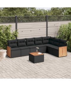 vidaXL 8-cz. zestaw wypoczynkowy do ogrodu, z poduszkami, czarny Dārza mēbeļu komplekti